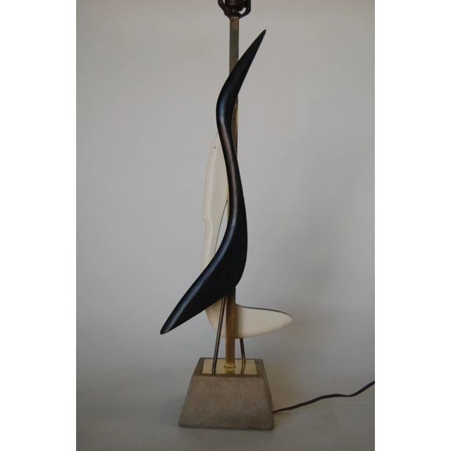 Modernist MIX Media Brass Abstract Sculptural Table Lamp on Concrete Base - 3