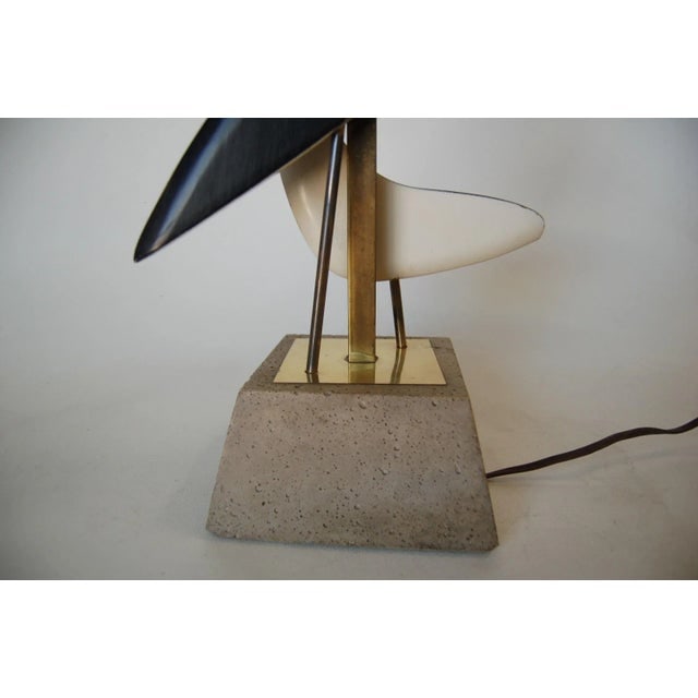 Modernist MIX Media Brass Abstract Sculptural Table Lamp on Concrete Base - 4