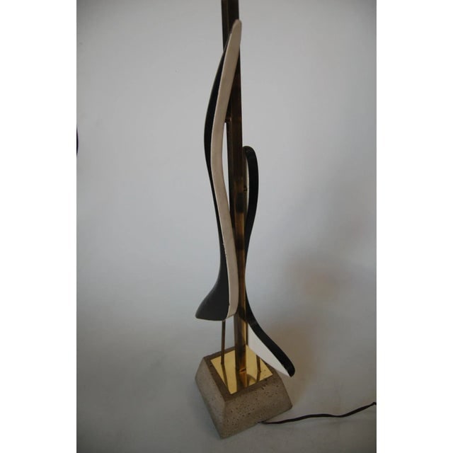 Modernist MIX Media Brass Abstract Sculptural Table Lamp on Concrete Base - 5
