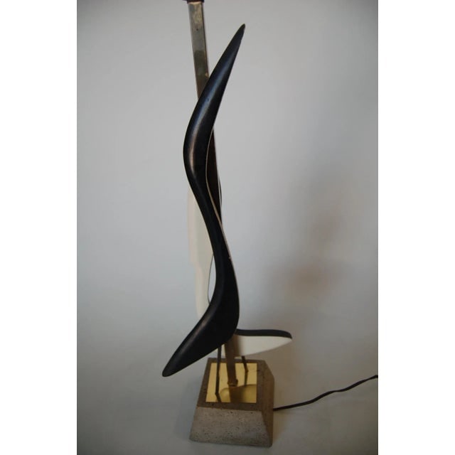 Modernist MIX Media Brass Abstract Sculptural Table Lamp on Concrete Base - 6
