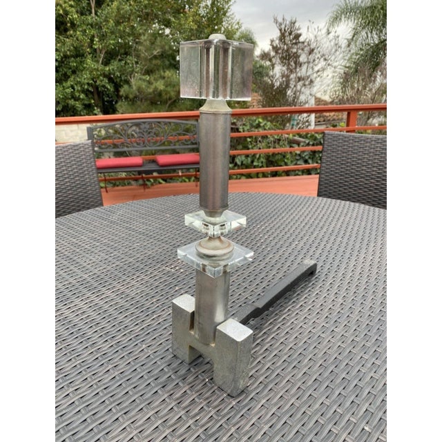 1930s Hollywood Regency Crystal & Chrome "H" Fireplace Andirons- a Pair - 3
