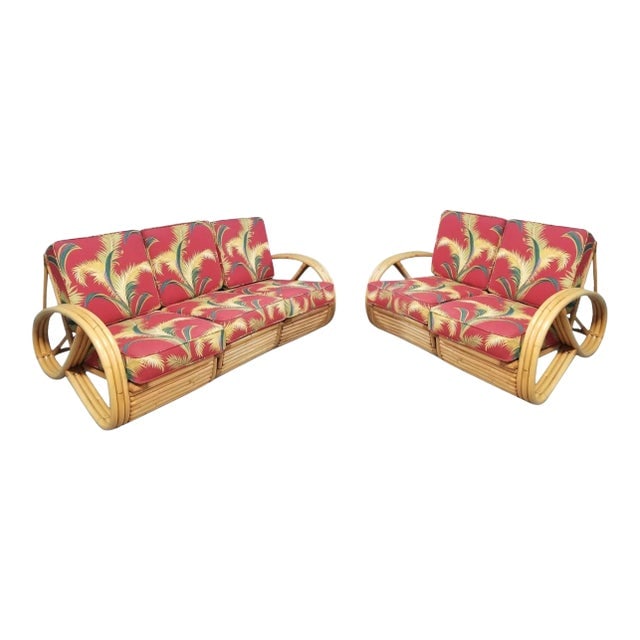 Restored Rattan 3-Strand 3/4 Pretzel Arm Sofa and Settee (1 of 6)
