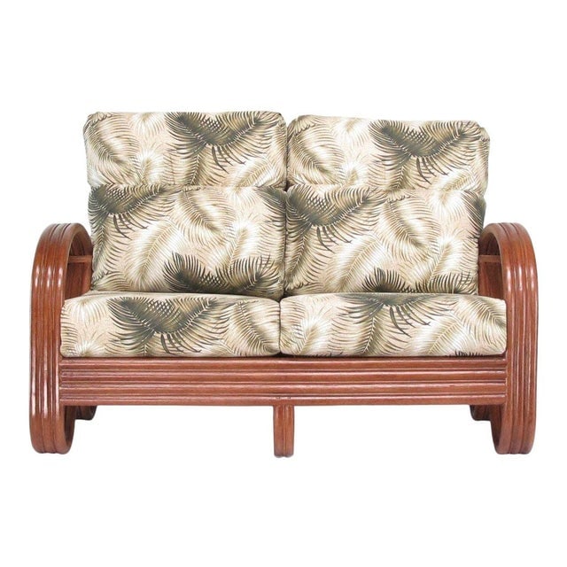1990s Modernist 3-Strand 3/4 Pretzel "Kauai" Rattan Settee Sofa - 2