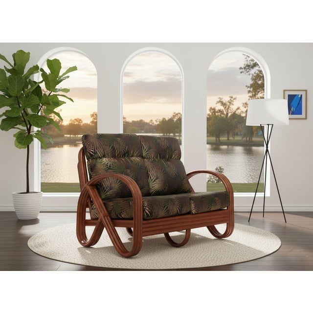 1990s Modernist 3-Strand 3/4 Pretzel "Kauai" Rattan Settee Sofa - 7