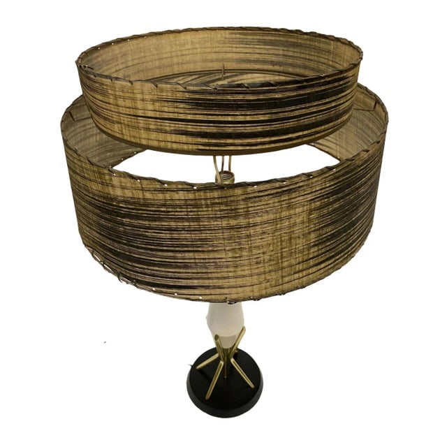 1950s Mid Century Googie Table Lamp With Spun Fiberglass Shade - 2