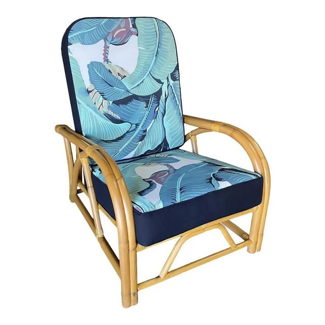 Restored "40s Transition" 2-Strand Adjustable Back Rattan Lounge Chair, Pair - 2