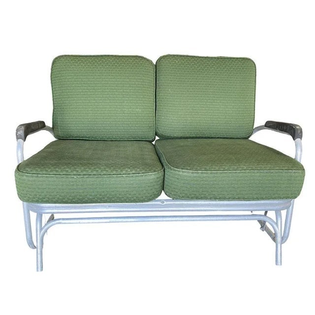 1930s Streamline Art Deco Aluminum Patio Glider Settee - 2