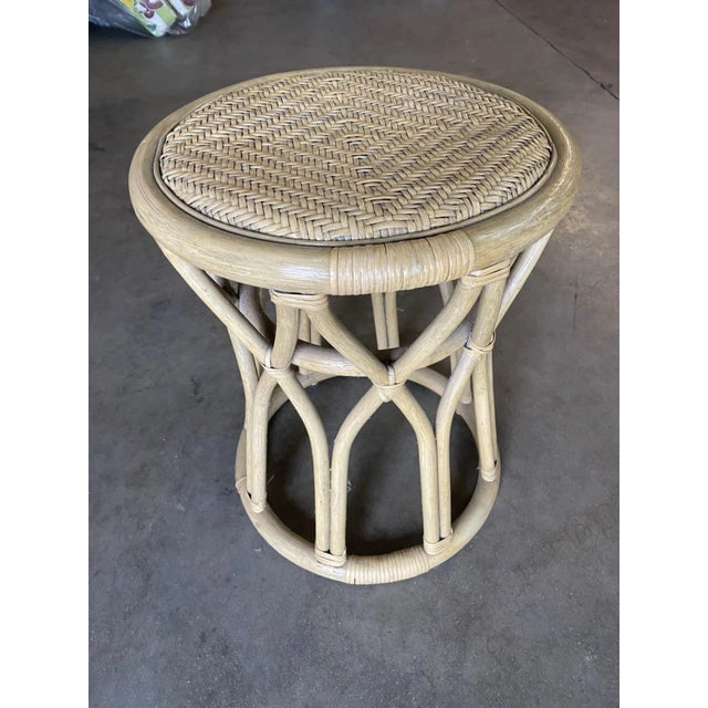 Restored Vintage 1970s Rattan Vanity Stool With Wicker Seat - 2