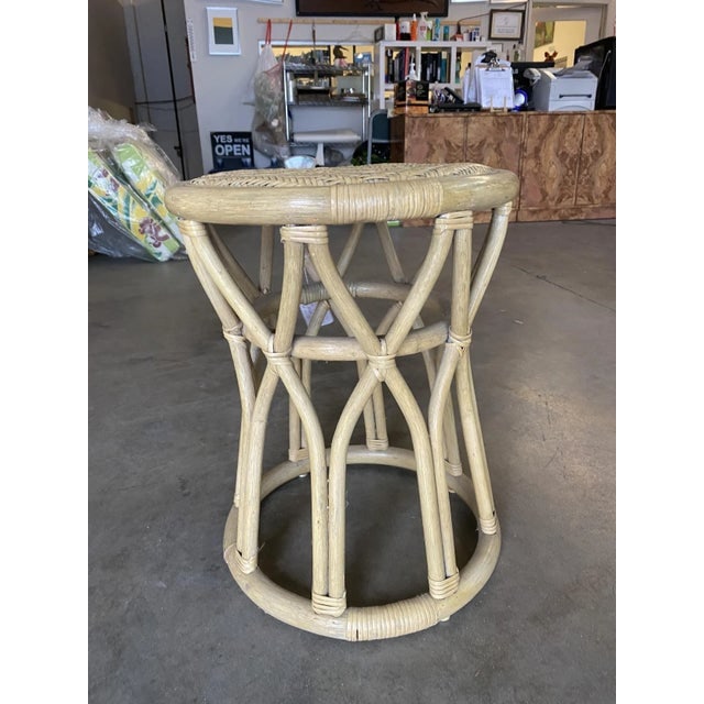 Restored Vintage 1970s Rattan Vanity Stool With Wicker Seat - 3