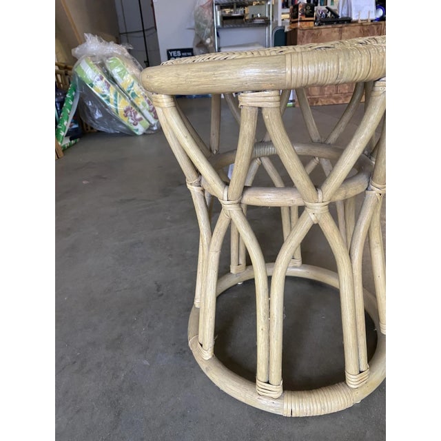 Restored Vintage 1970s Rattan Vanity Stool With Wicker Seat - 4
