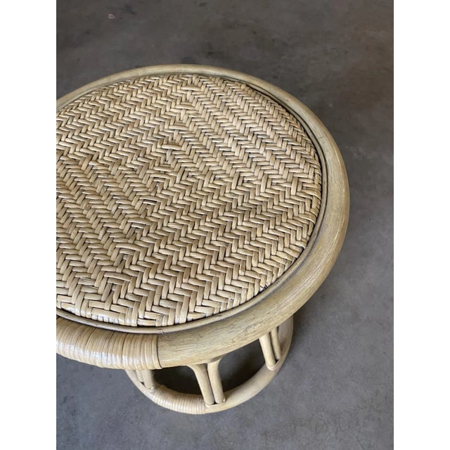 Restored Vintage 1970s Rattan Vanity Stool With Wicker Seat - 5