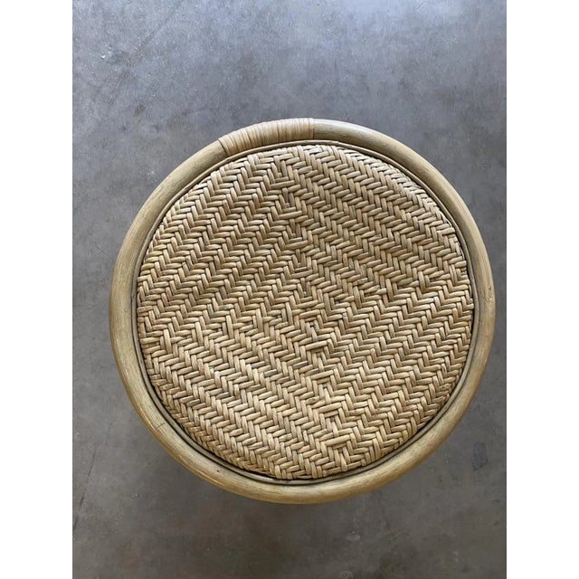 Restored Vintage 1970s Rattan Vanity Stool With Wicker Seat - 6