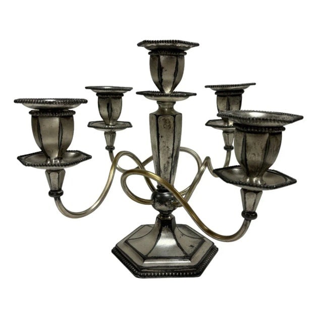 Vintage "Rogers" Silver Plated-5 Arms Candelabra - 2