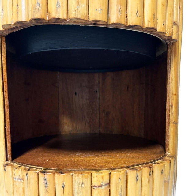 1950s Restored Paul Frankl Style Stacked Rattan Planter Stand W/ Cubby - 5