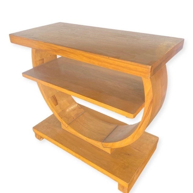 1930s Blond Geometric Art Deco Side & Coffee Table Attributed to Gilbert Rohde for Brown Saltman - 4