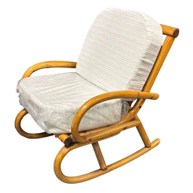Restored Mid-Century Frankl Style Child's Pole Rattan Bent Arm Rocking Chair - 3