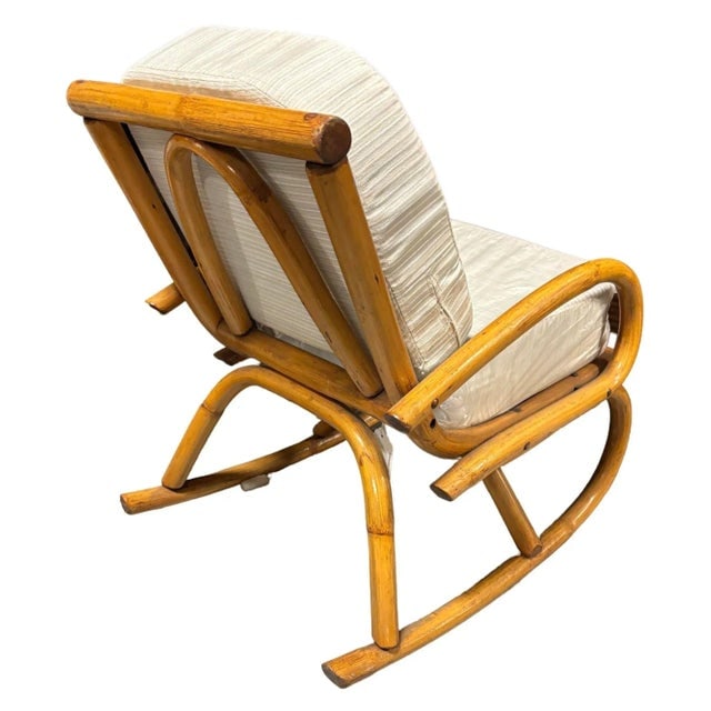 Restored Mid-Century Frankl Style Child's Pole Rattan Bent Arm Rocking Chair - 4
