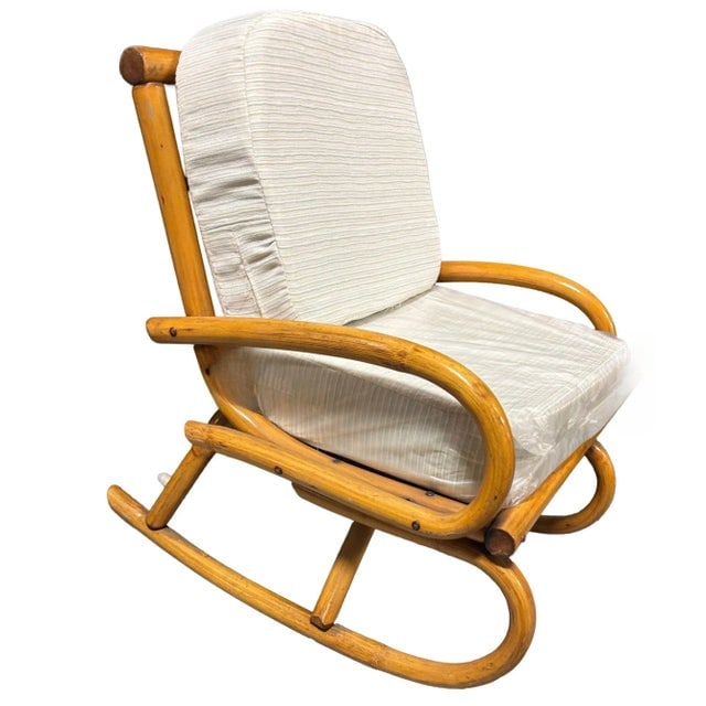 Restored Mid-Century Frankl Style Child's Pole Rattan Bent Arm Rocking Chair - 5