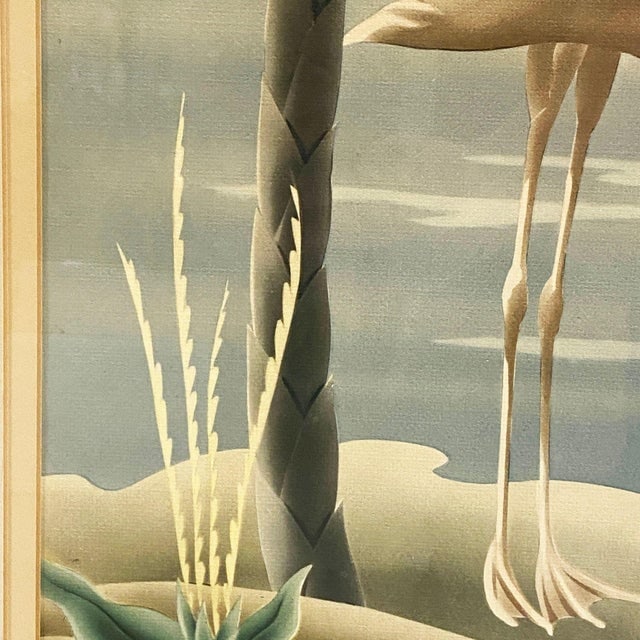 1940s Tropical Drinking Flamingo Scenic Print, Framed by Billy Seay for Turner - 7