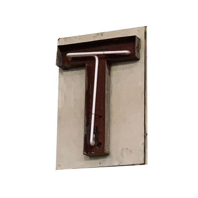 Large Vintage 1930s Neon Marquee Letter "T" From Pan American Auditorium - 6