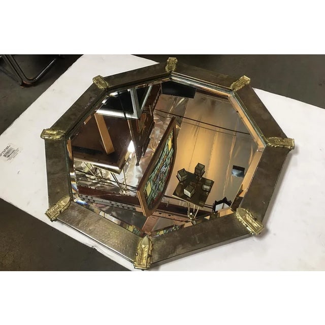 Arts and Crafts Hand Hammered Octagon Copper Mirror - 4