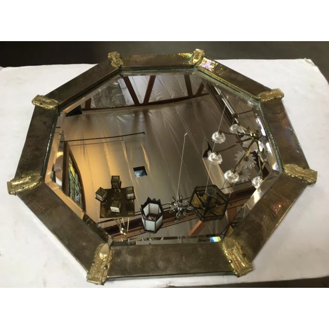 Arts and Crafts Hand Hammered Octagon Copper Mirror - 7