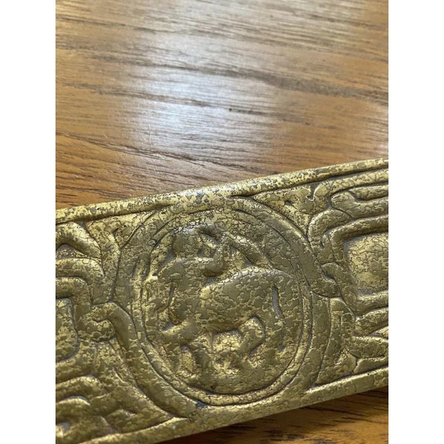 Early 1900s Tiffany Studios Gold Dore Bronze Acid Etched Zodiac Blotter Ends #994- Set of 2 - 7