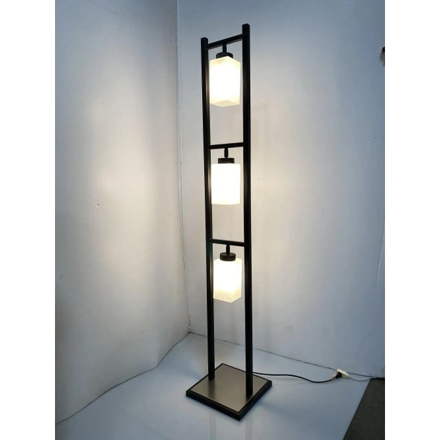 1990s Asian Inspired Modernist Floor Lamp With Chrome Base - 2