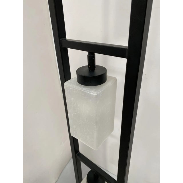 1990s Asian Inspired Modernist Floor Lamp With Chrome Base - 3