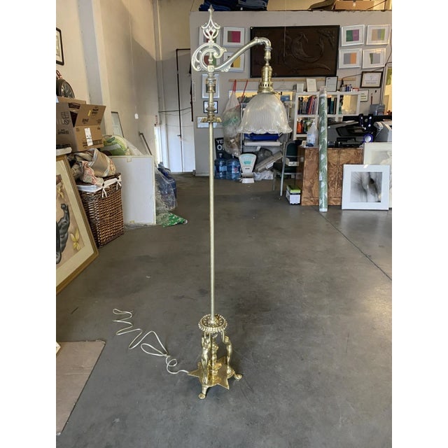 Brass Figure Figural Art Deco Reading Floor Lamp by Frankart - 2