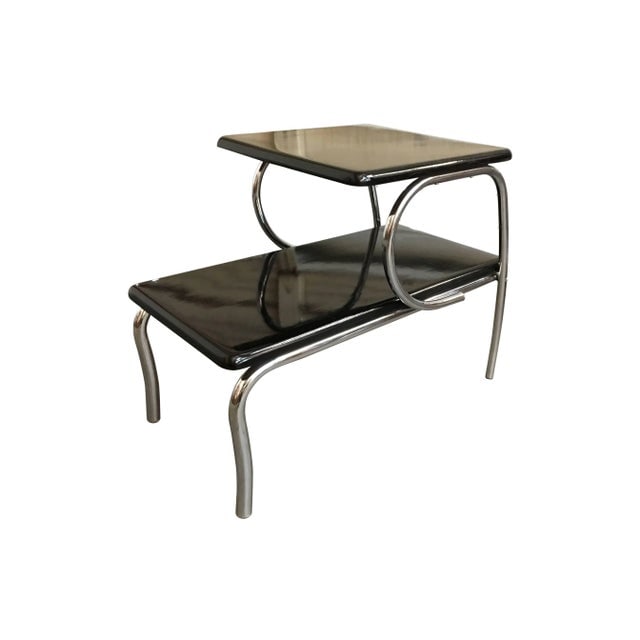 Wolfgang Hoffmann Style Art Deco Chrome Tubular & Lacquer Micarta Side Table - 2
