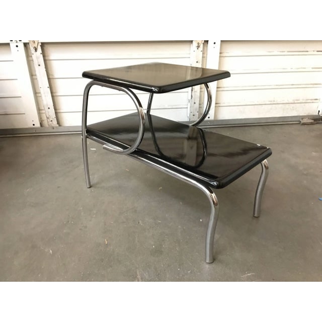 Wolfgang Hoffmann Style Art Deco Chrome Tubular & Lacquer Micarta Side Table - 3