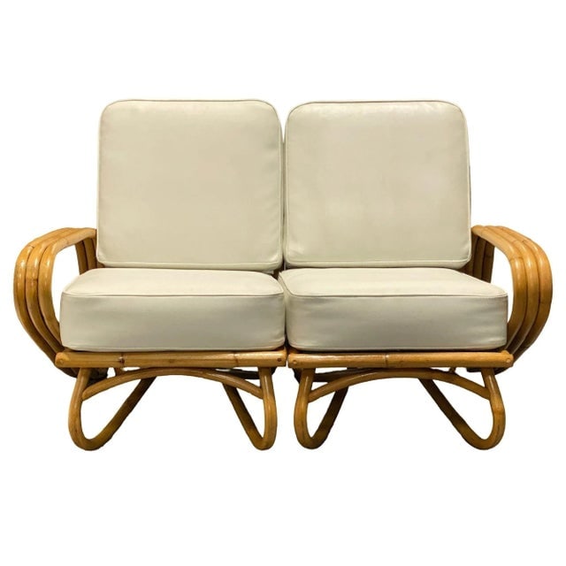 1950s Restored "Triple Triangle" 3-Strand Sectional Sectional Settee With Loop Base - 2