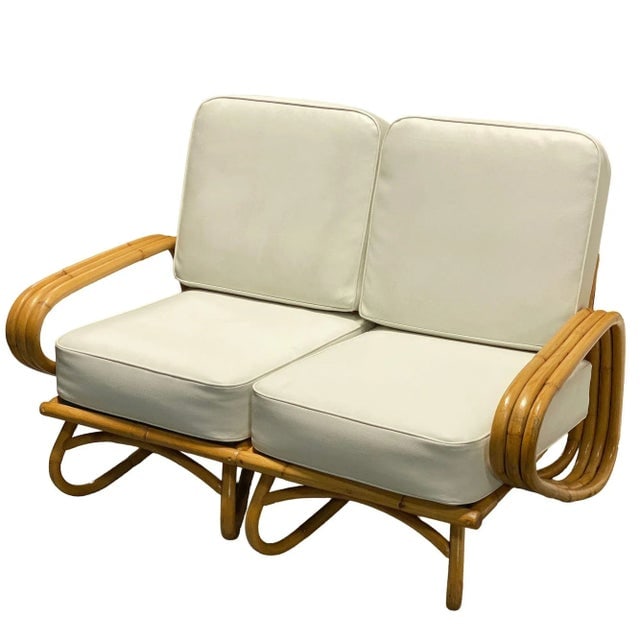 1950s Restored "Triple Triangle" 3-Strand Sectional Sectional Settee With Loop Base - 3