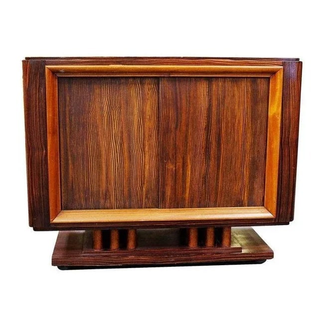 French Art Moderne Deco Macassar Ebony Credenza W/ Combed Wood Door - 2