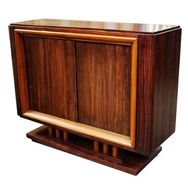 French Art Moderne Deco Macassar Ebony Credenza W/ Combed Wood Door - 3
