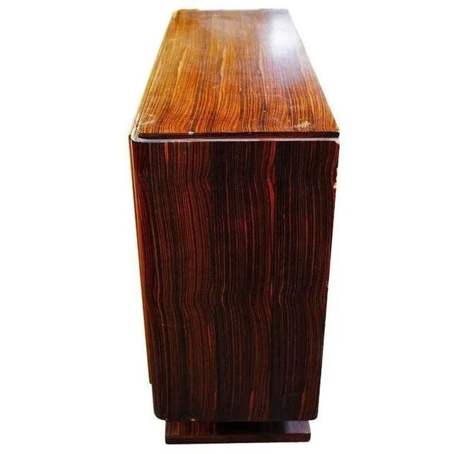 French Art Moderne Deco Macassar Ebony Credenza W/ Combed Wood Door - 6