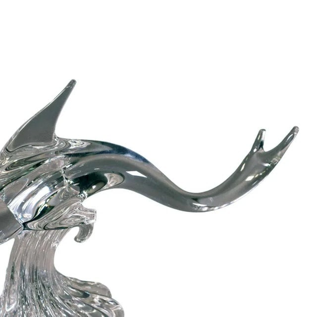 1960s Large Hand-Blown Murano Crystal Leaded Glass Dolphin Sculpture by Archimede Seguso - 6