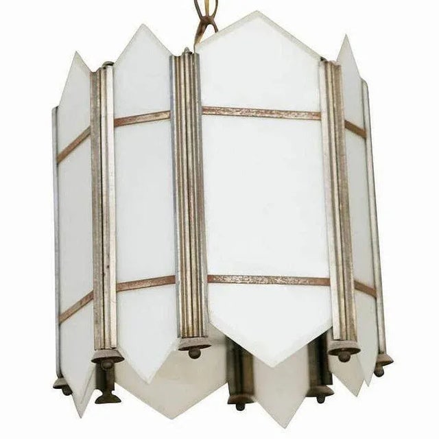 Early 20th Century Art Deco Slat Glass Pendant Light - 2