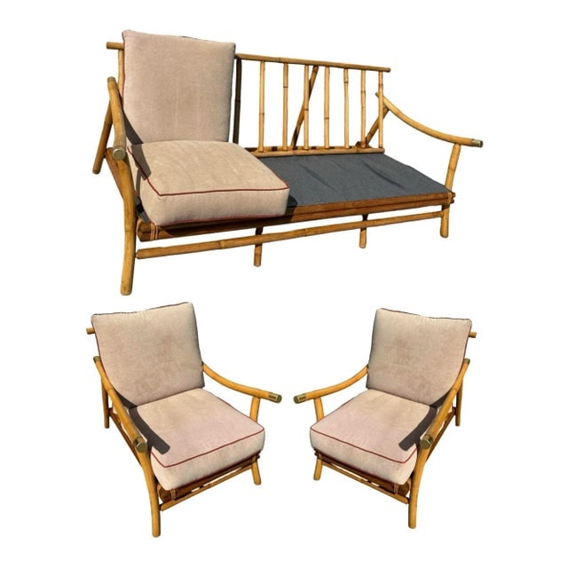 Restored Rattan Sofa & Chair Livingroom Set by John Wisner for Ficks Reed - 2