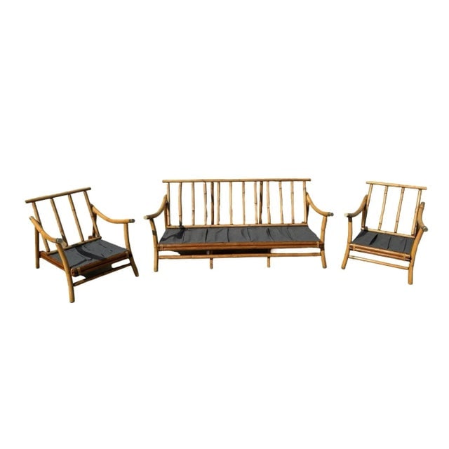 Restored Rattan Sofa & Chair Livingroom Set by John Wisner for Ficks Reed - 3