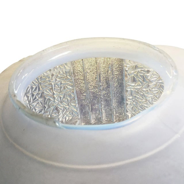 1930s Streamline Ceiling Pendant With Textured Blue Glass Stepped Glass Globe - 5