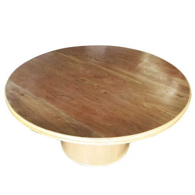 1950s Restored Rattan Bentwood Rattan and Oak Round Pedestal Dining Table - 3