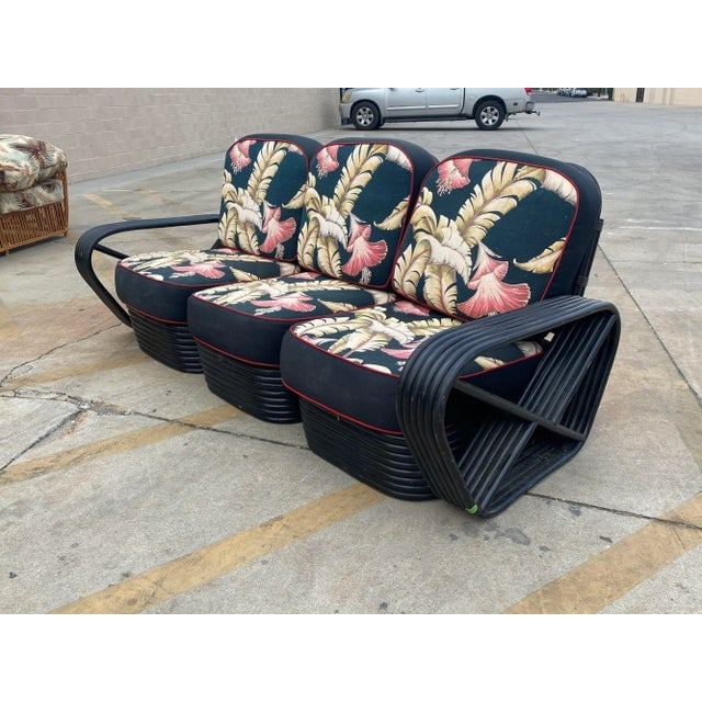 Restored 6 Strand Black Ash Table, Sofa, Lounge Chair Livingroom Set - 10