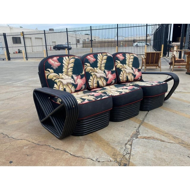 Restored 6 Strand Black Ash Table, Sofa, Lounge Chair Livingroom Set - 9