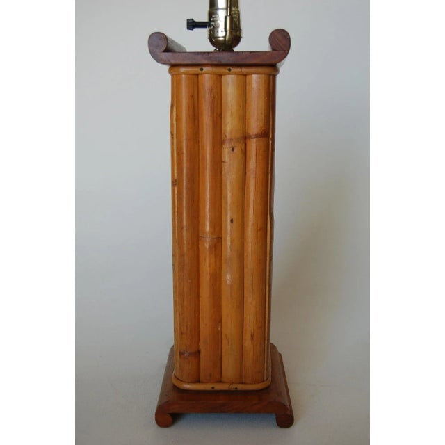 Pair of 1950s Restored Demi Inspired Rattan and Mahogany Table Lamps, Pair - 3