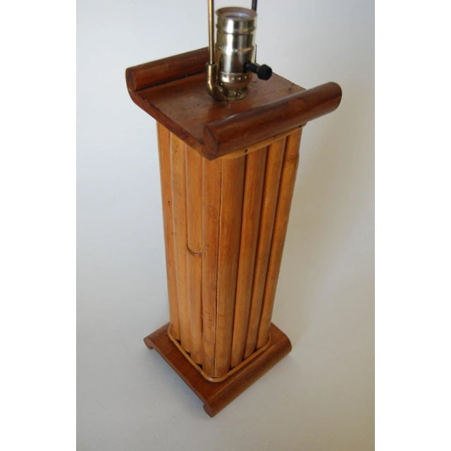 Pair of 1950s Restored Demi Inspired Rattan and Mahogany Table Lamps, Pair - 4