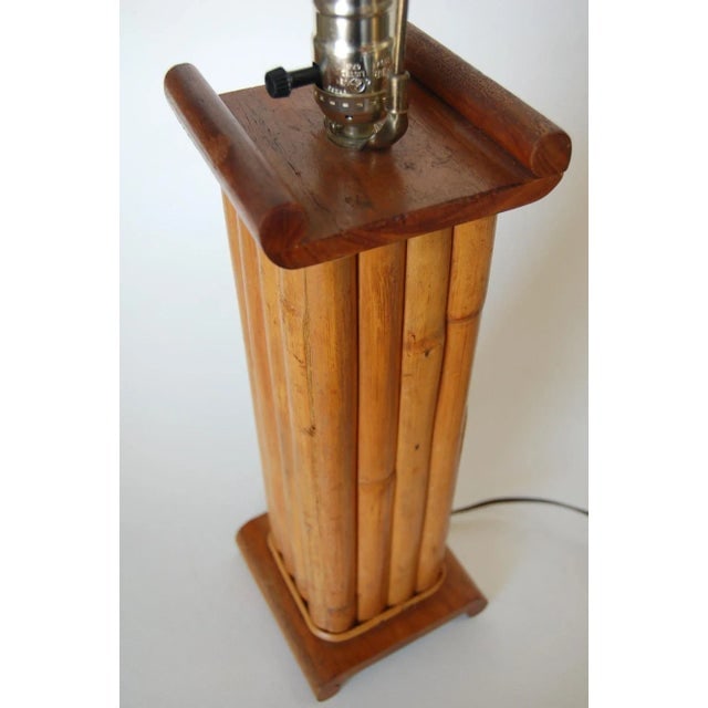 Pair of 1950s Restored Demi Inspired Rattan and Mahogany Table Lamps, Pair - 5