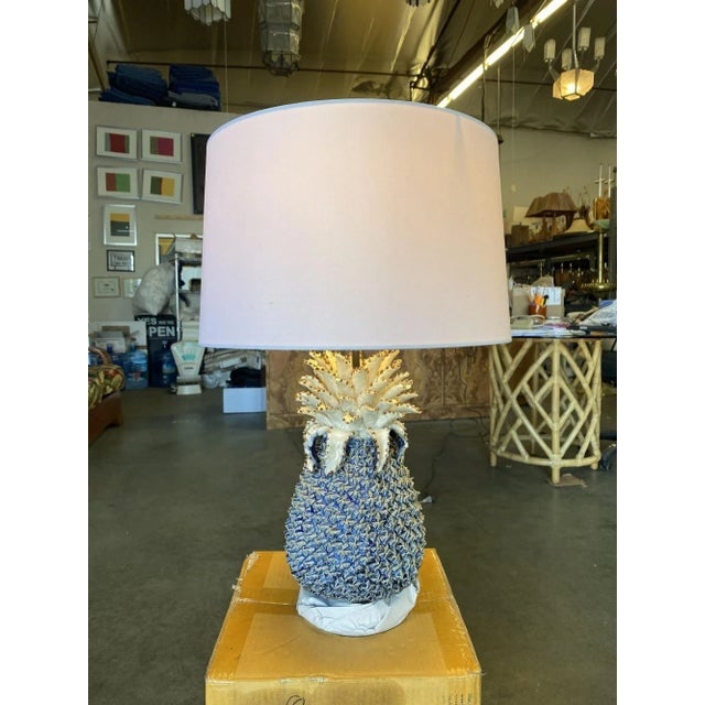 Modern Ceramic Pineapple Lamp With Large Shade With Shade - 3