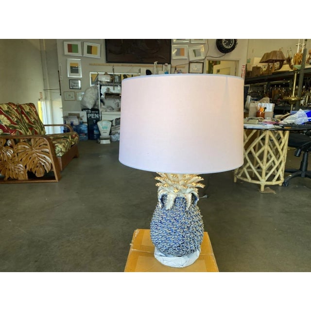 Modern Ceramic Pineapple Lamp With Large Shade With Shade - 4